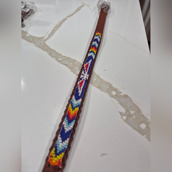 Source Unknown Other - Kids 26"  Beaded Full Grain  Leather Belt.